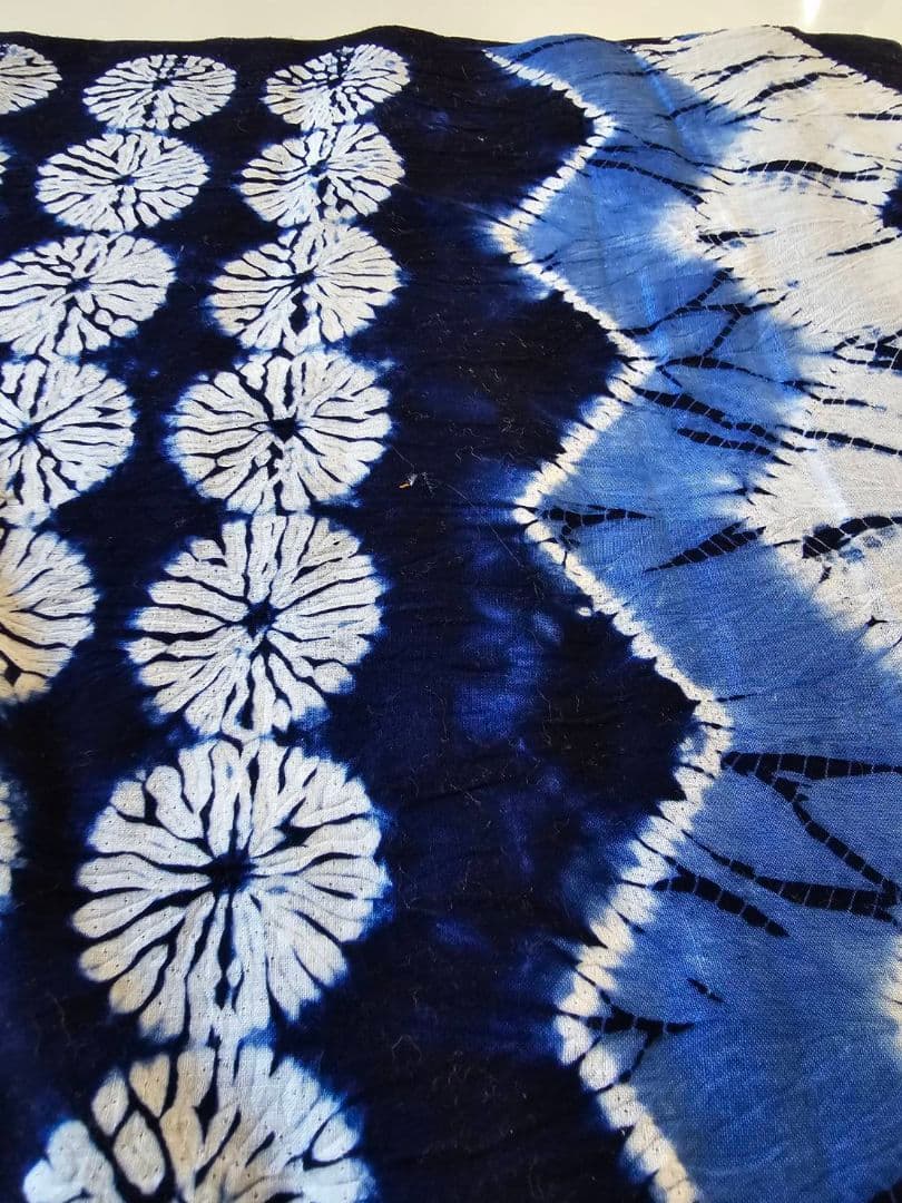 珍しい　有松鳴海絞り　縫い締め　丸紋　反物