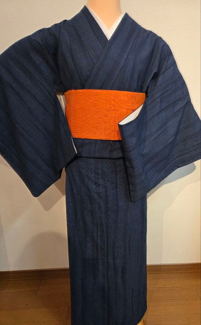 す*れ様 綿薩摩　藍染　永江明夫　本さつま　東郷織物謹製　7457