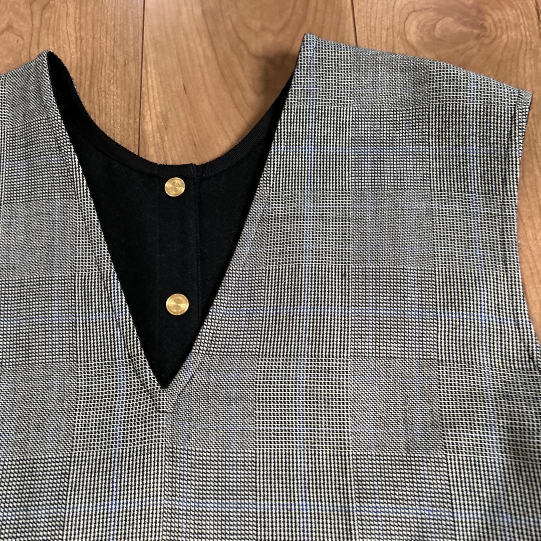 16日まで値下げトゥモローランドウールシルクブロックトゥース 4-wayジレ36