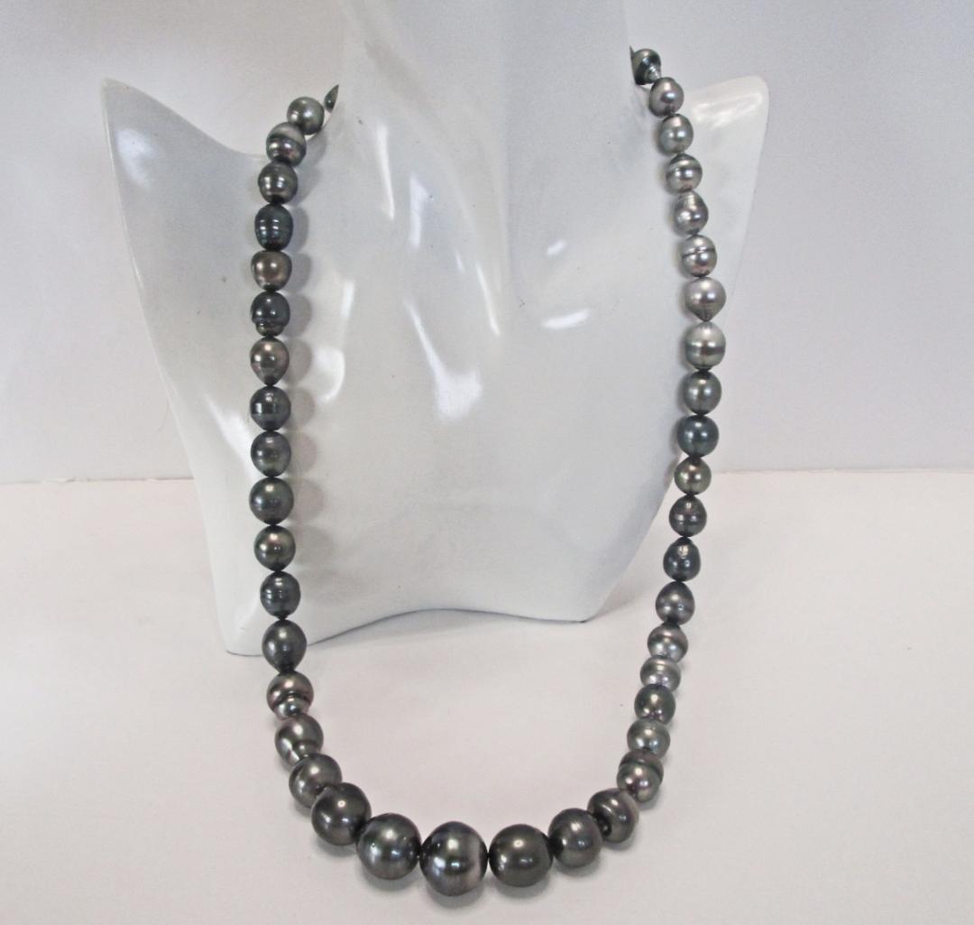 セール☆ 希少☆黒蝶本真珠ロングネックレス ９-１５.５mm 鑑別付