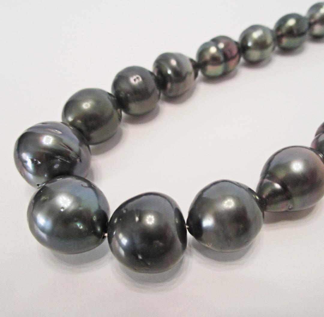 セール☆ 希少☆黒蝶本真珠ロングネックレス ９-１５.５mm 鑑別付