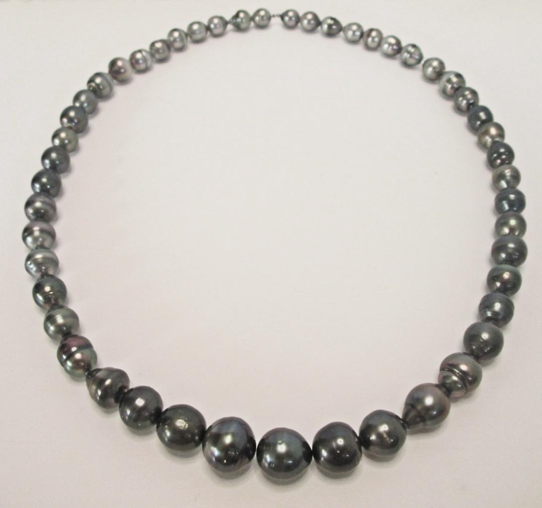 セール☆ 希少☆黒蝶本真珠ロングネックレス ９-１５.５mm 鑑別付