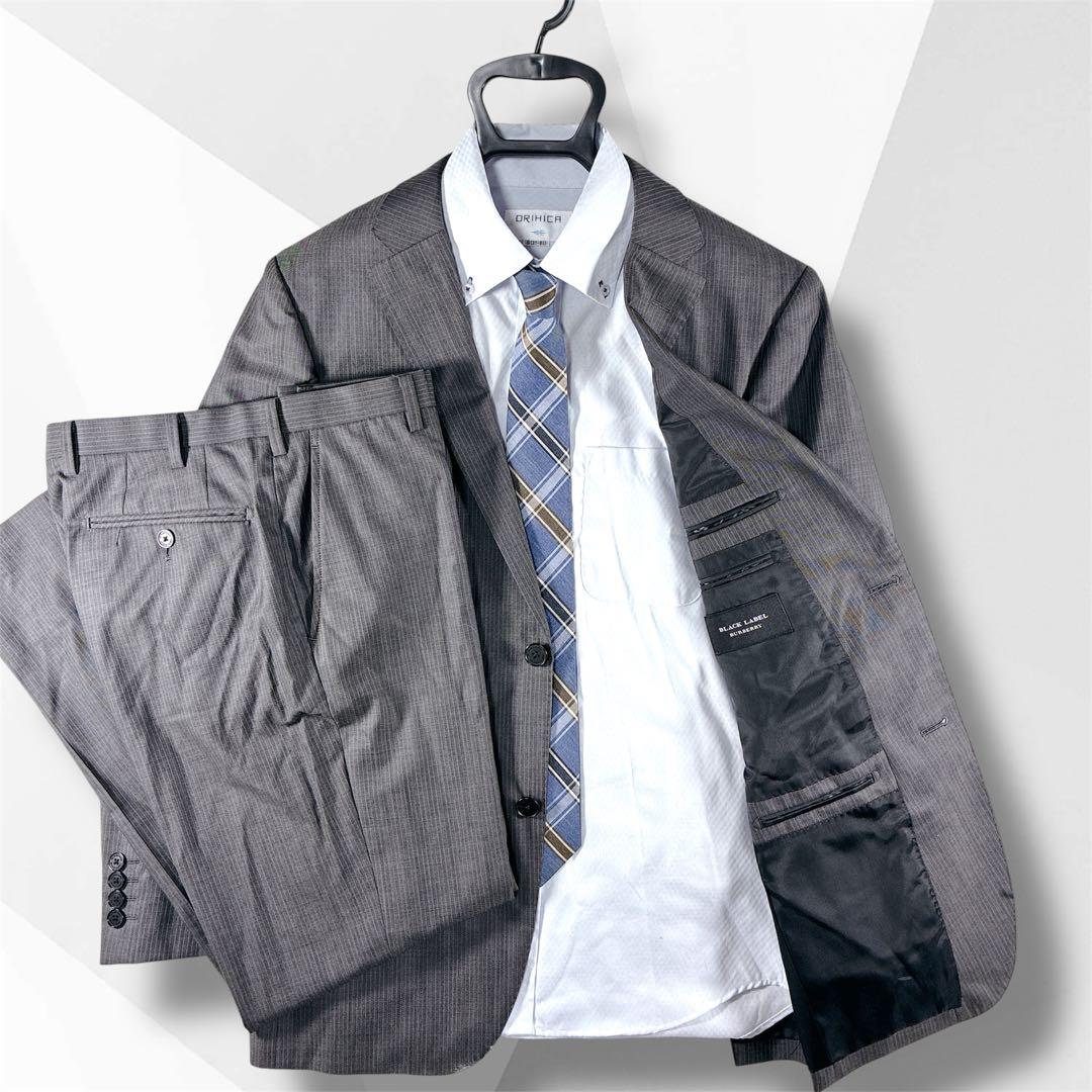 美品 バーバリーブラックレーベル グレー スーツ セットアップ 38R 日本製