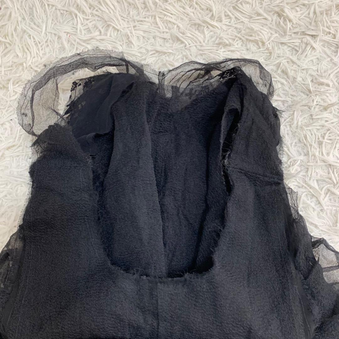 16494✨90s コムデギャルソン フリル 花レース ブラウス チュニック 黒