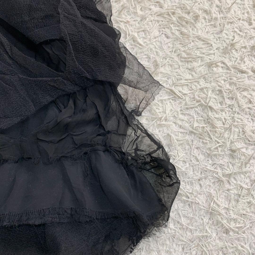 16494✨90s コムデギャルソン フリル 花レース ブラウス チュニック 黒