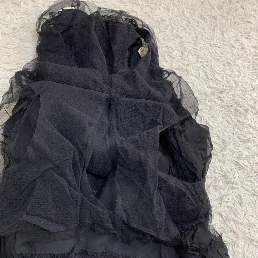 16494✨90s コムデギャルソン フリル 花レース ブラウス チュニック 黒