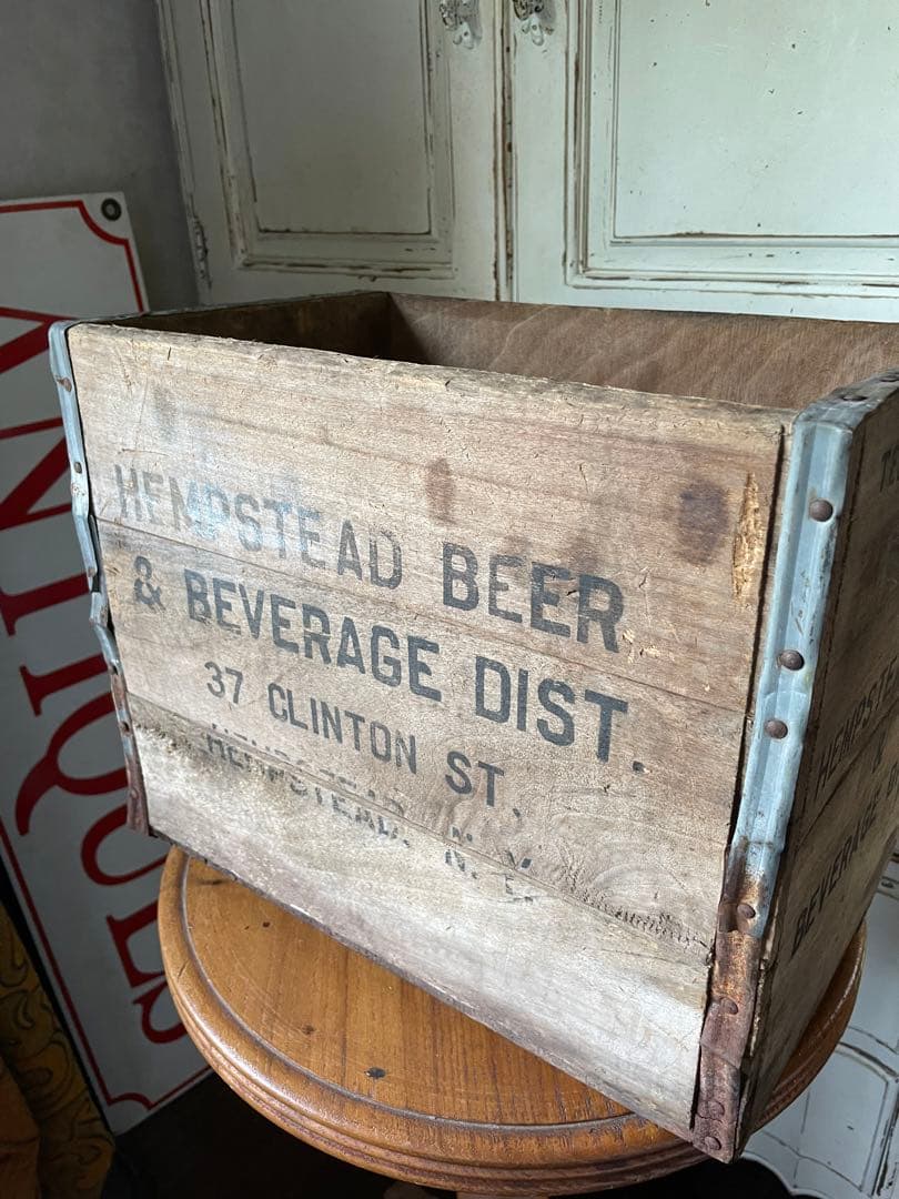 878仕切り付　木箱　ウッドボックス　箱　アメリカ　ボトルホルダー　レア