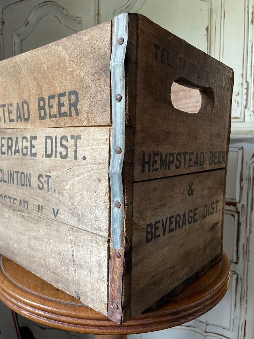 878仕切り付　木箱　ウッドボックス　箱　アメリカ　ボトルホルダー　レア