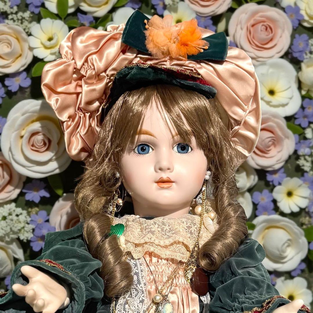 焼きみかん ビスクドール アーテー グリーン ピンク ロングドレス ボネ