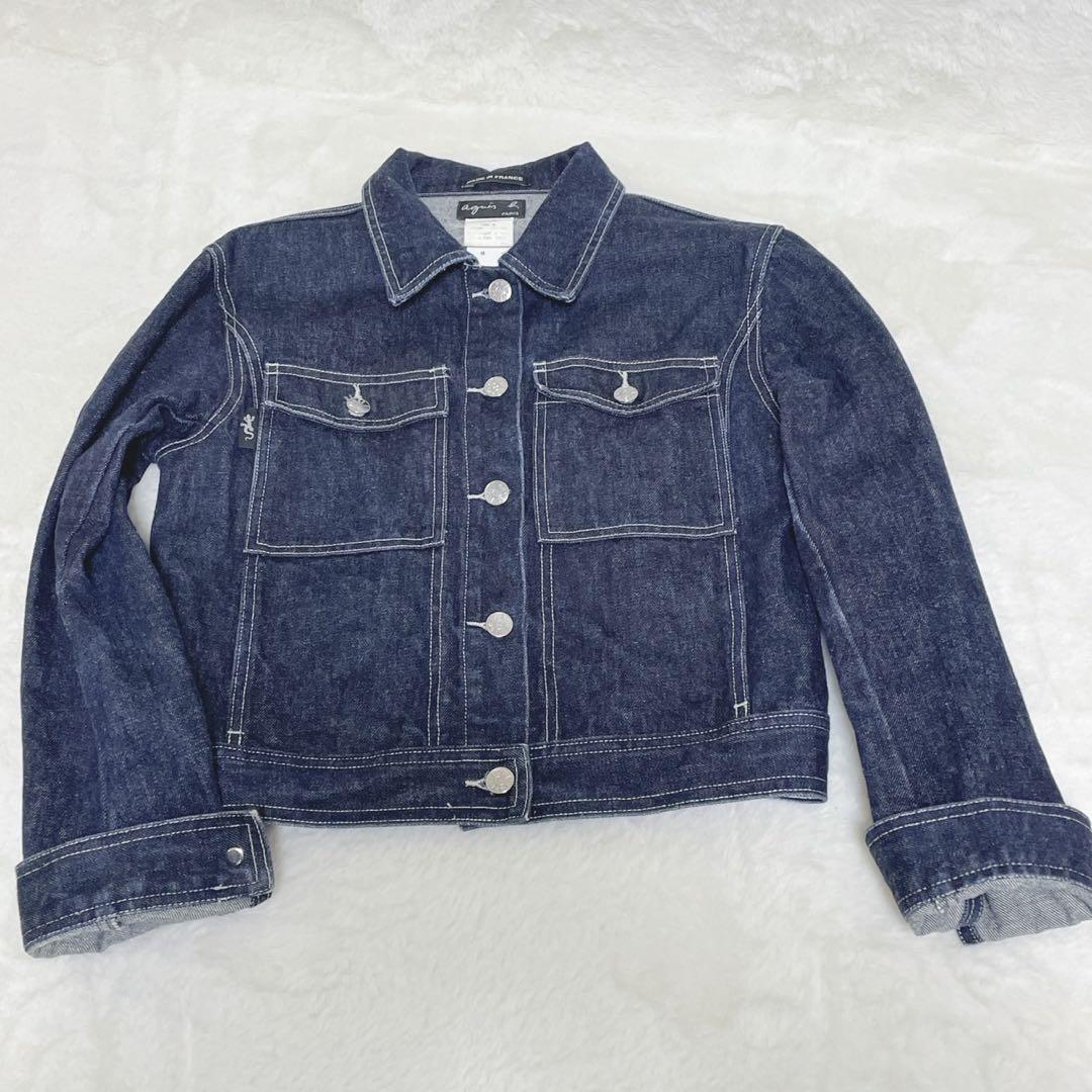 【濃紺】90s agnes b レディース デニムジャケット フランス製 2