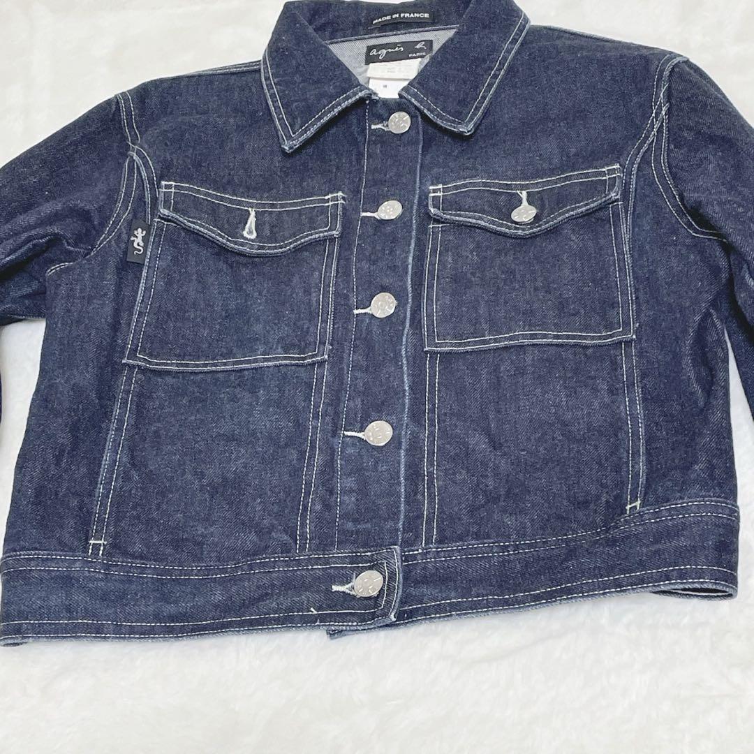 【濃紺】90s agnes b レディース デニムジャケット フランス製 2
