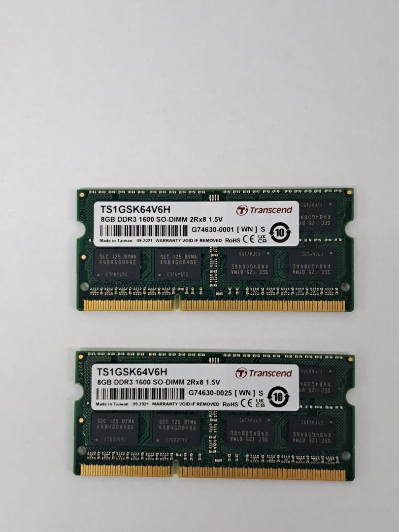 Transcend 8GB DDR3 1600 SO-DIMM メモリ 2枚組