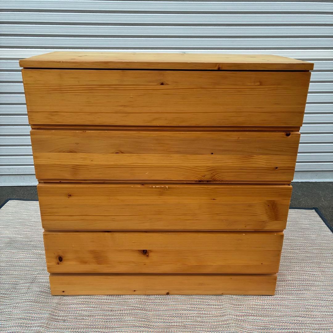 【送料込】無印良品　パイン材　4段チェスト　タンス　チェスト　①