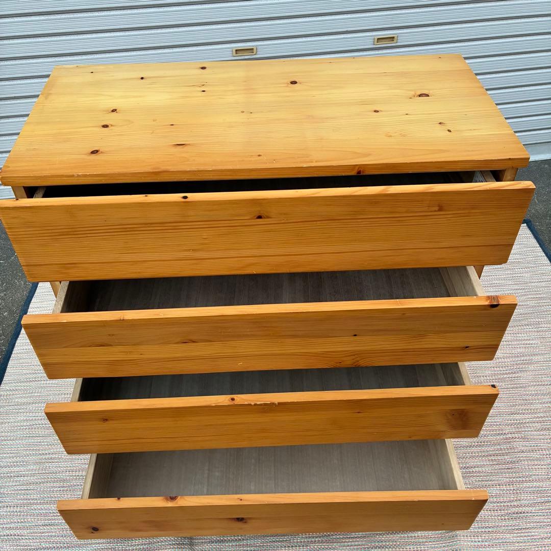 【送料込】無印良品　パイン材　4段チェスト　タンス　チェスト　①