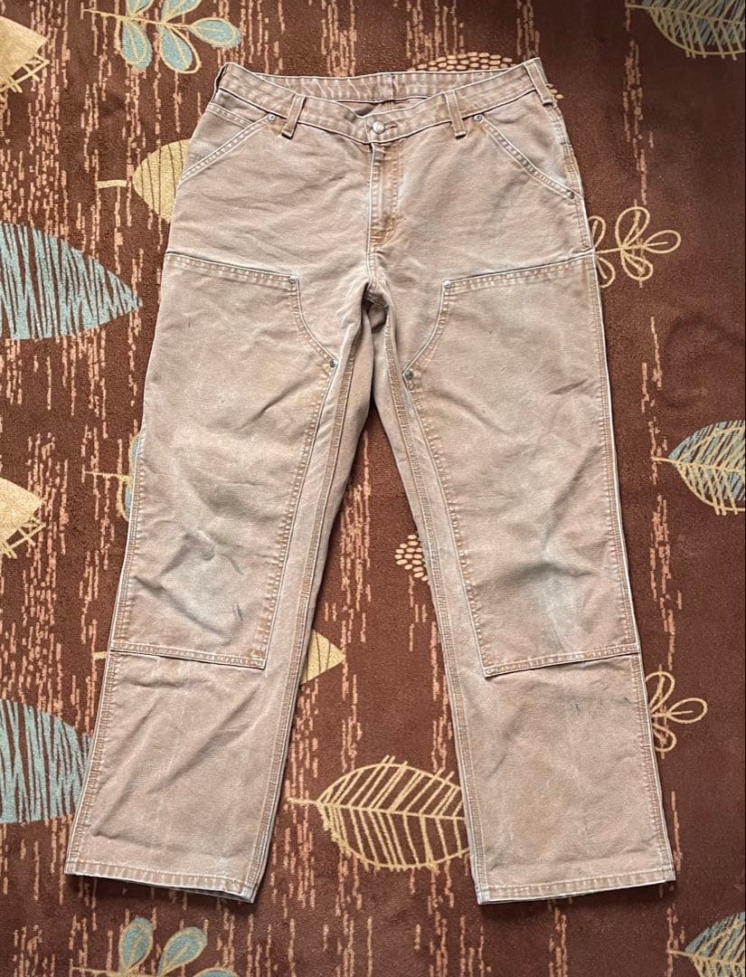 希少【carhartt】ダブルニー　ワークパンツ　ブラウン