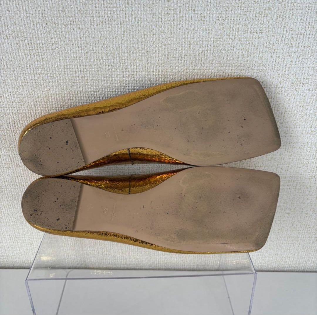 PIPPICHIC ピッピシック　38 パンプス　スクエアトゥ　金