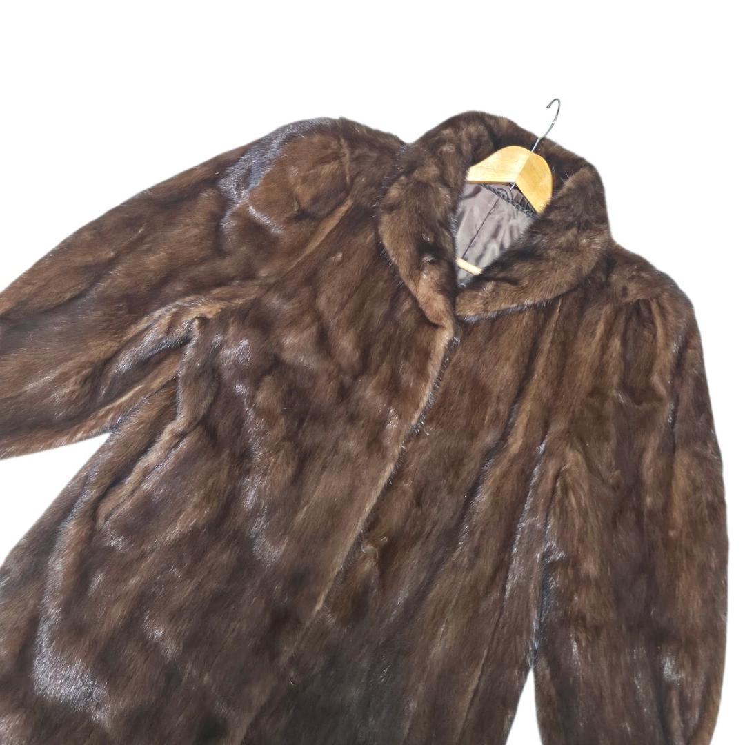 デミバフミンク ファーコート ドルマンスリーブ ブラウン 本毛皮 貂