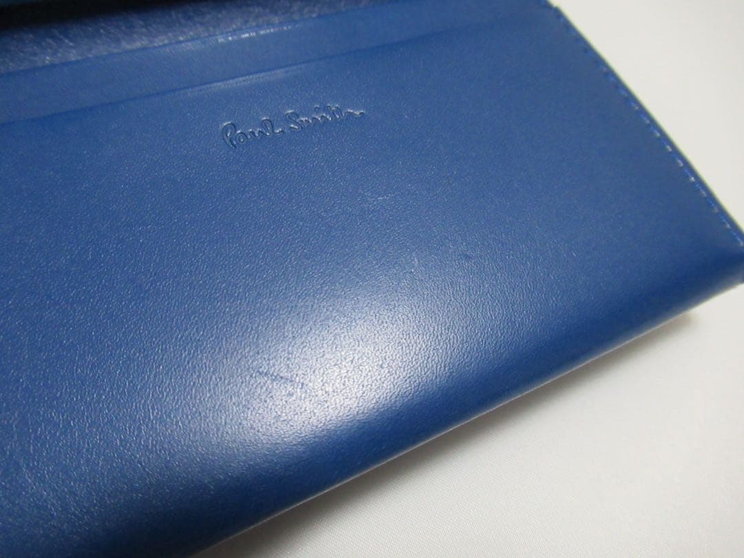 ポールスミス 新品訳あり！シグネチャーストライプ牛革名刺入れ カードケース 青