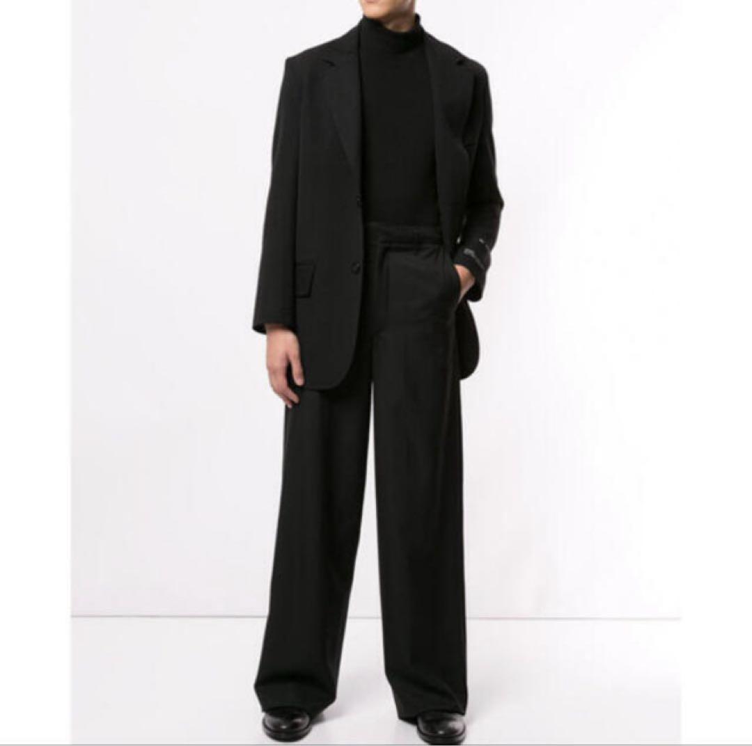 LEMAIRE 19FW ルメール ウールワイドスラックス 44 ブラック