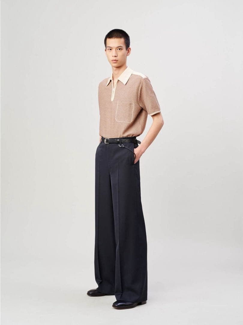 LEMAIRE 19FW ルメール ウールワイドスラックス 44 ブラック