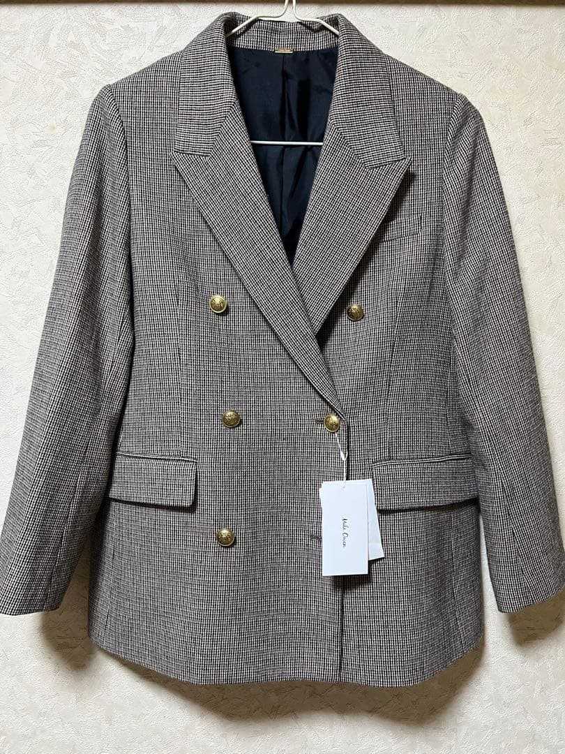 新品・完売 Mila Owen チェック金釦 ダブルブレスト ロングブレザー