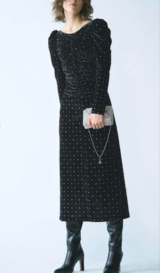 極美品 snidel ベロア刺繍 ワンピース 2024AWブラック S