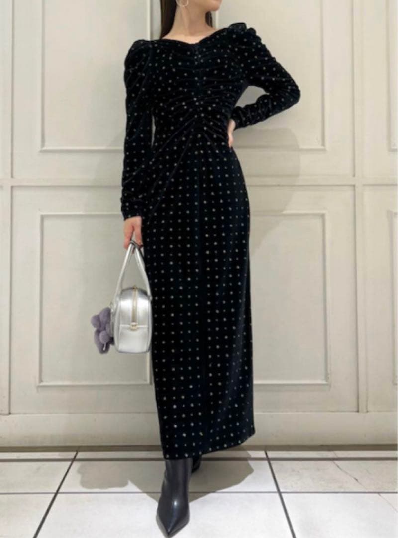 極美品 snidel ベロア刺繍 ワンピース 2024AWブラック S