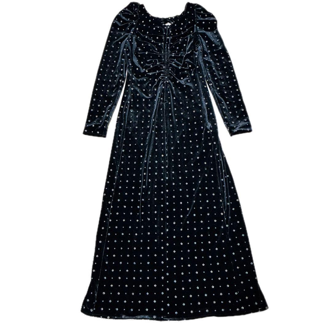 極美品 snidel ベロア刺繍 ワンピース 2024AWブラック S