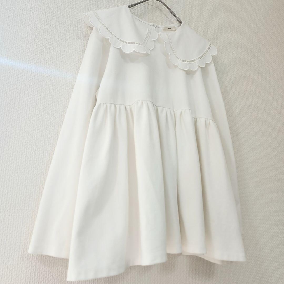 u*b様 美品✨　yori ヨリ　スカラップカラーフレアカットブラウス　長袖　ホ