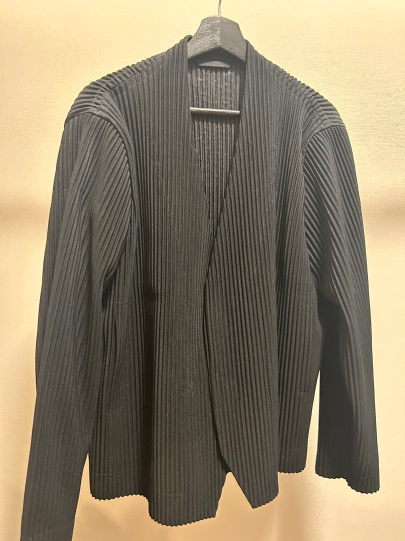 homme plisse issey miyake ノーカラージャケット 黒 3