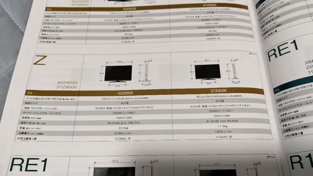 東芝REGZA 液晶テレビ42Z9000リモコン説明書付