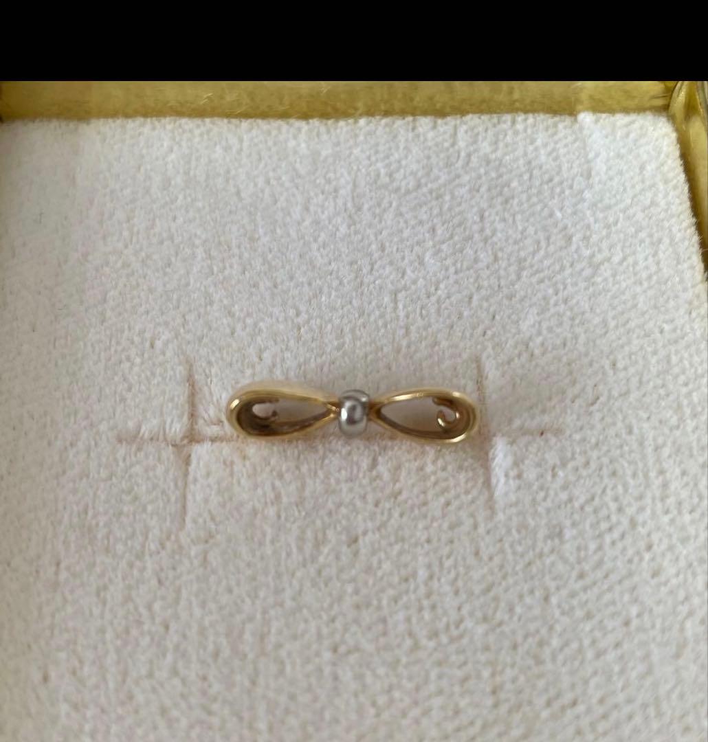 18K ペンダントトップ　ネックレス　ゴールド　リボン　チャーム