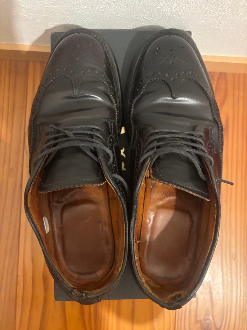 Alden ブラックウィングチップレザーシューズ