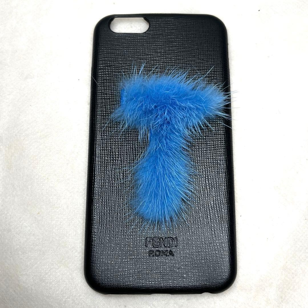 【正規品】FENDI ブルーファー イニシャル文字 スマホケース iPhone8