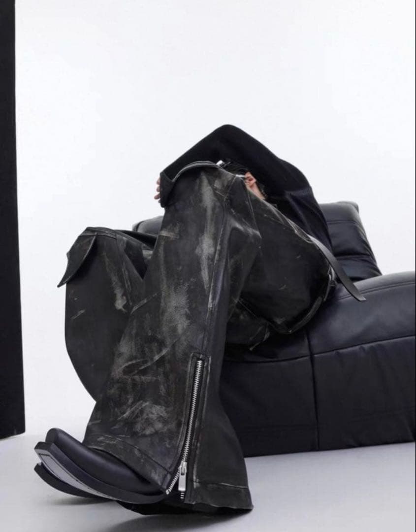 【早い者勝ち】opiumフレアレザーパンツ　leatherflare y2k