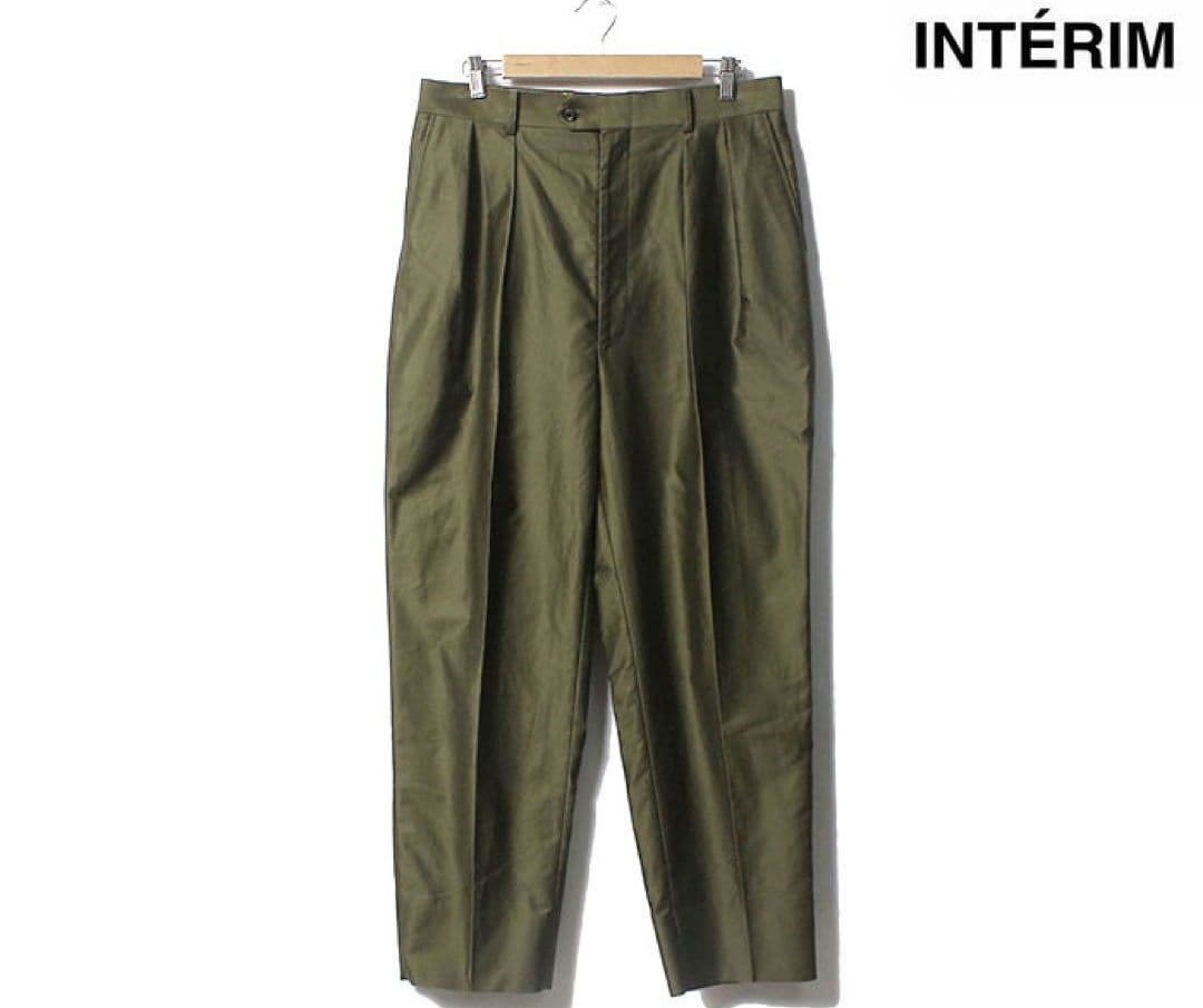 INTERIM モールスキン 2タック ワイドテーパード スラックス