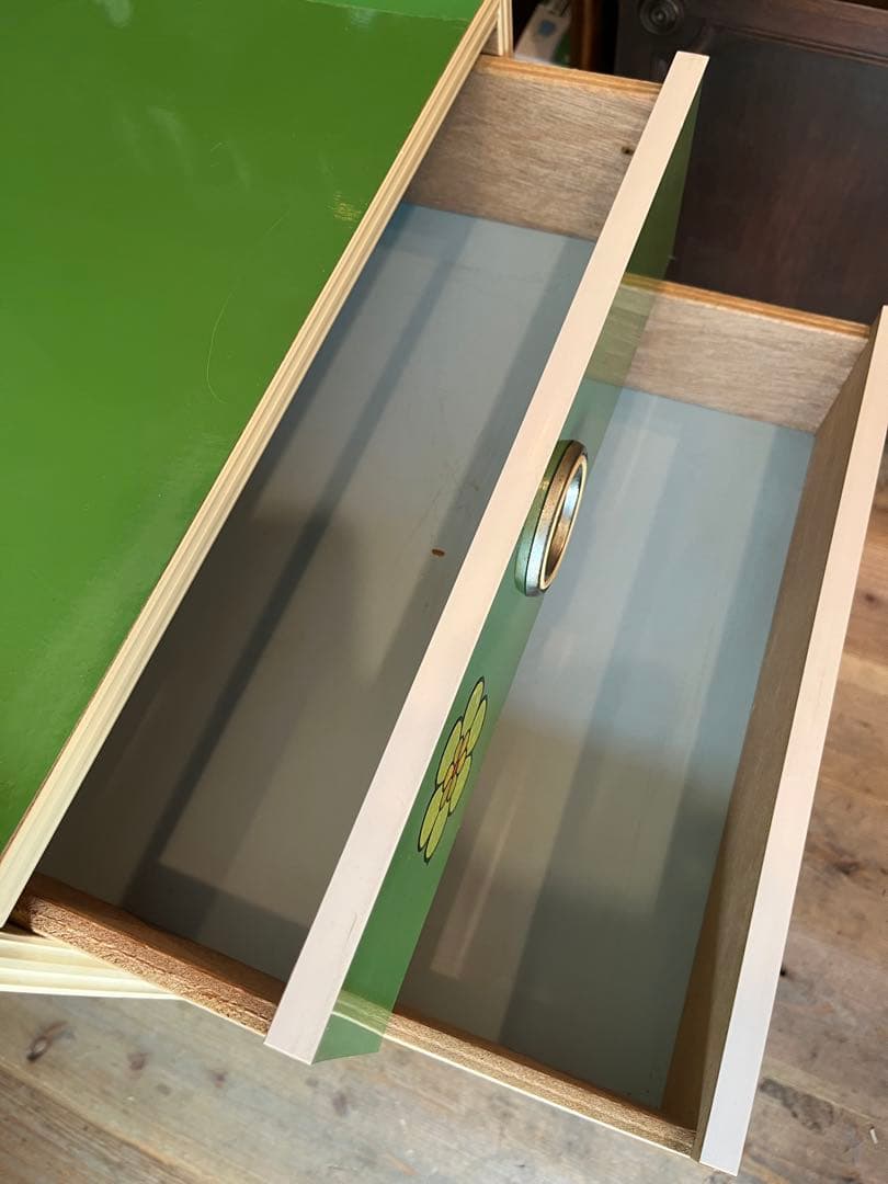 小雪＊チェスト レトロポップ 昭和レトロ 花柄 緑 グリーンインテリア