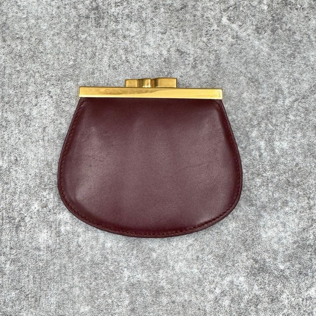 極美品　カルティエ マストライン がま口 ケース　ボルドー　ゴールド金具