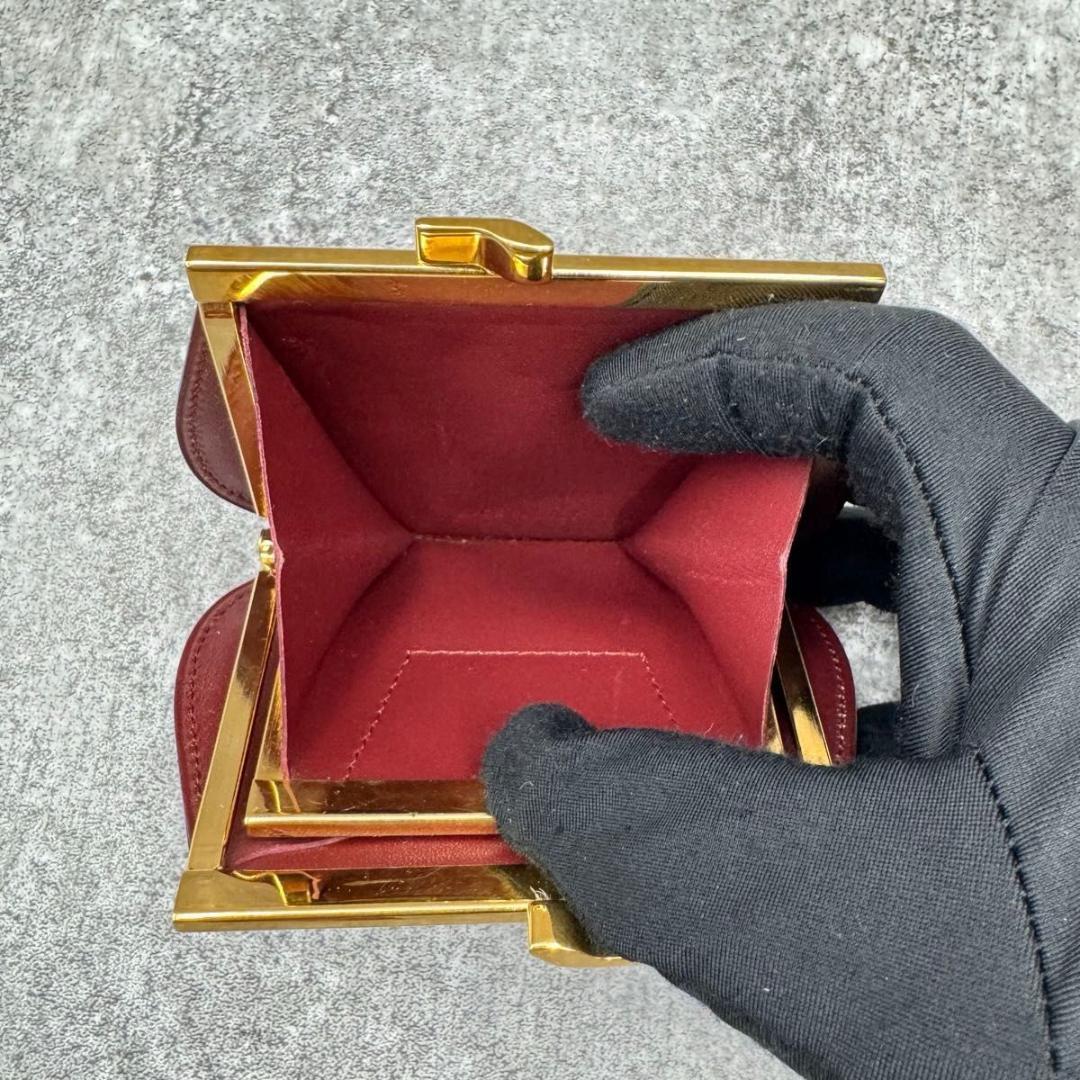 極美品　カルティエ マストライン がま口 ケース　ボルドー　ゴールド金具