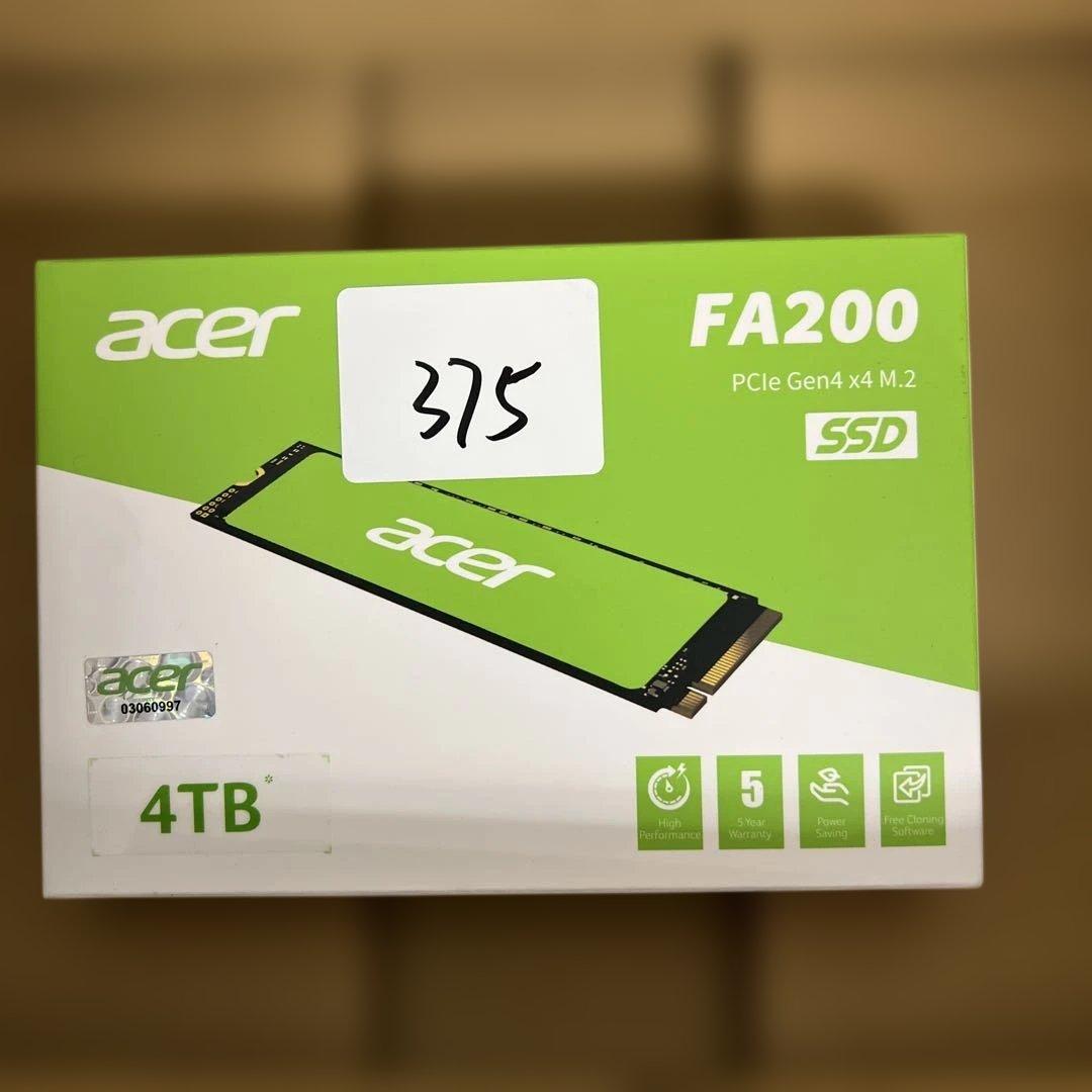 375 4TB Acer M.2 SSD FA200 PCIe Gen4×4