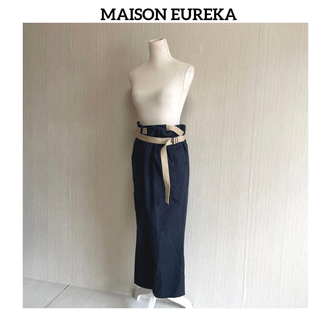 ♯ メゾンエウレカ　ヴィンテージ　リワークチノ　ワイドパンツ　ラップ　ネイビーS