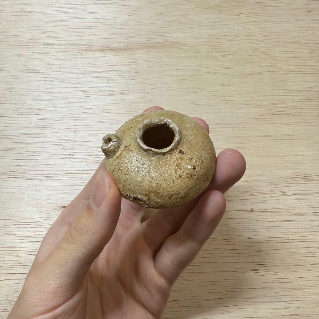 古瀬戸 水滴 灰釉 室町時代 茶入 茶道具 黄瀬戸 油揚手 古美術 骨董 民藝