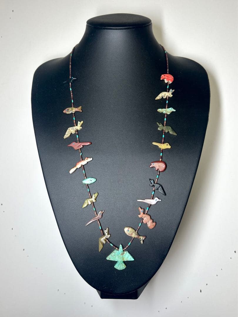 ズニ族　動物モチーフ ネックレス 天然石　インディアンジュエリー　シルバー925