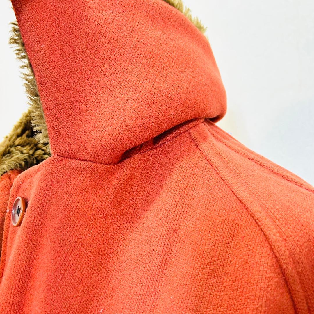 【ヴィンテージ】ジリ ファーカラーテラコッタレッドフラップポケット ワイドコート