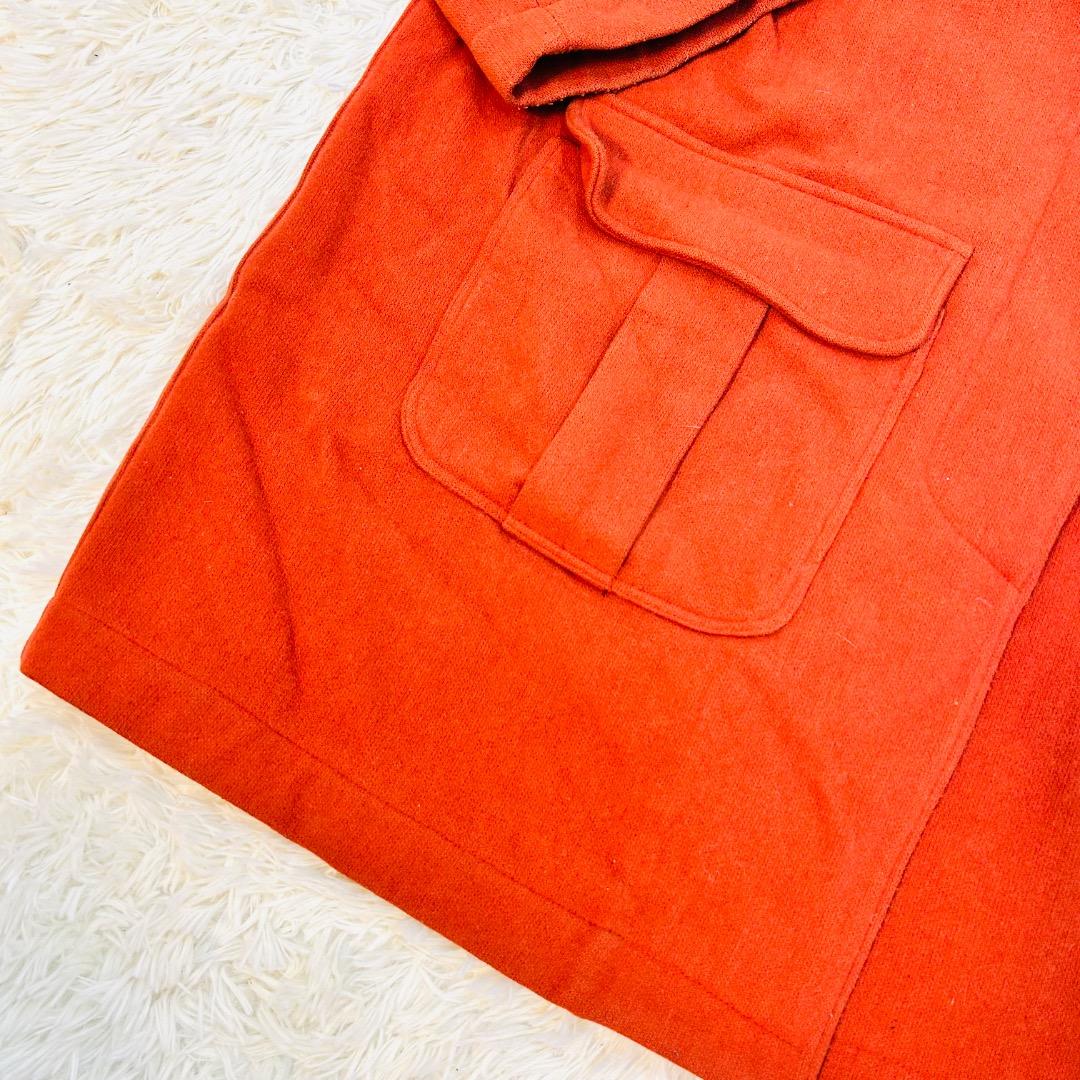 【ヴィンテージ】ジリ ファーカラーテラコッタレッドフラップポケット ワイドコート