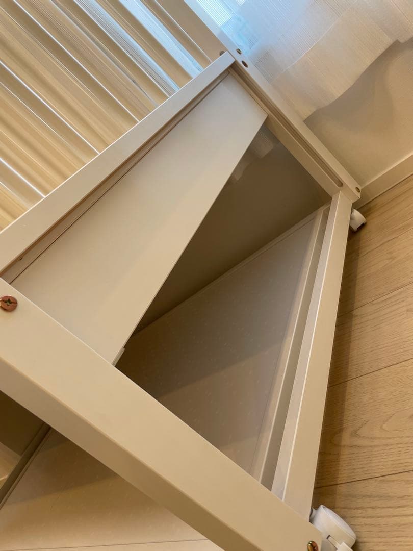 日本製 ベビーベッド ハイタイプ ツースライドベッド 木製　キャスター付き