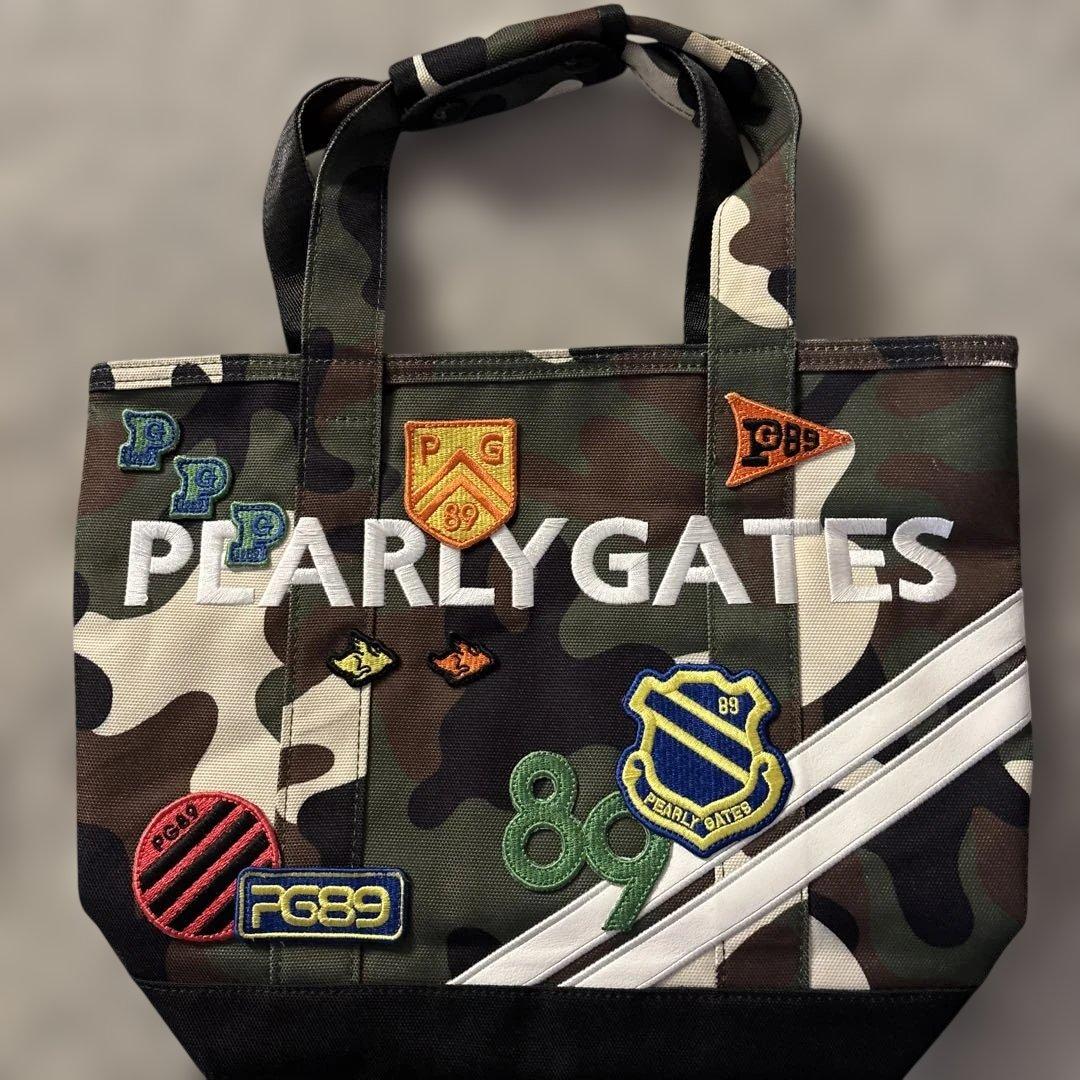 美品　パーリーゲイツ　トートバッグとキャップセット カモフラにワッペン