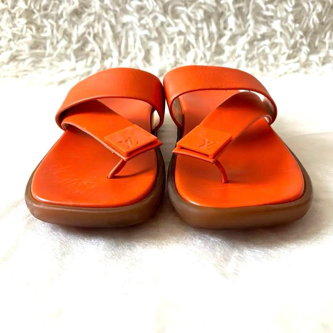 LOUIS VUITTON 美品✨オレンジ レザー トングサンダル 22.5cm