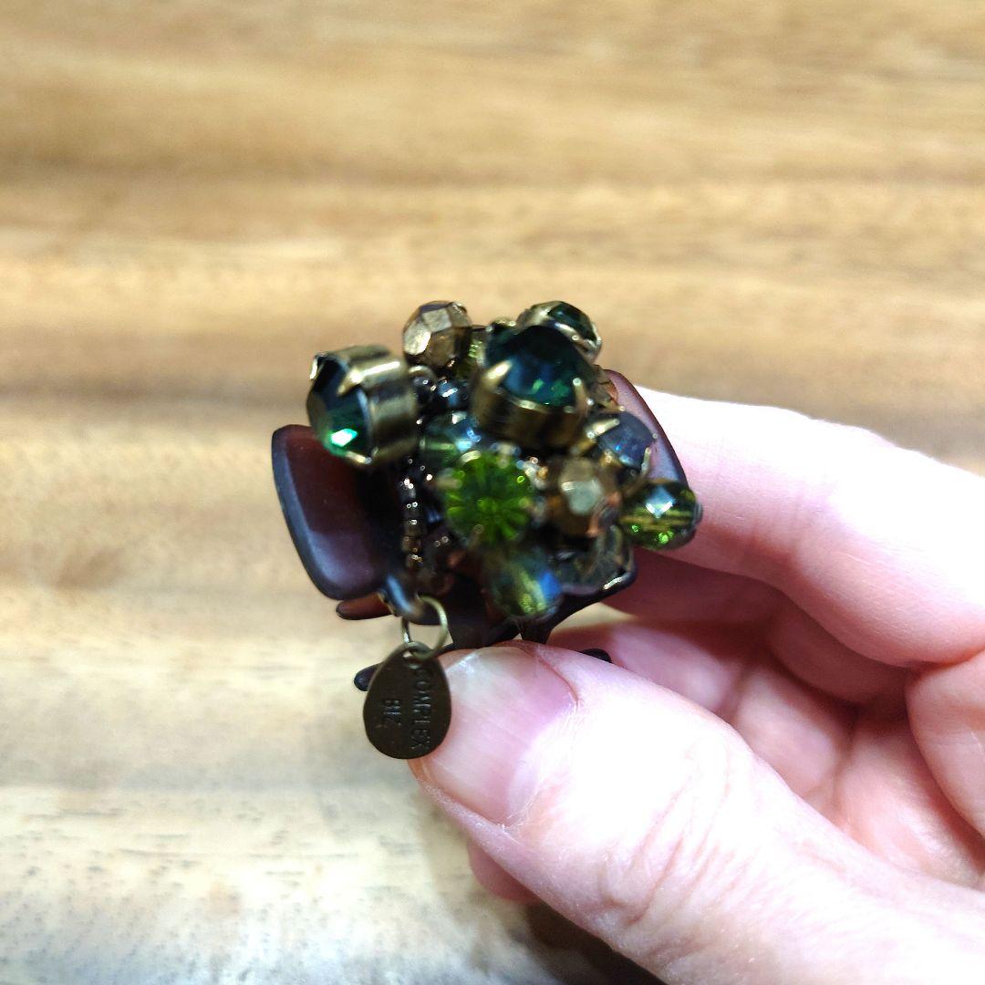 hiro　コンプレックスビズ　グリーン＆ブラウン系クリップ２個セット