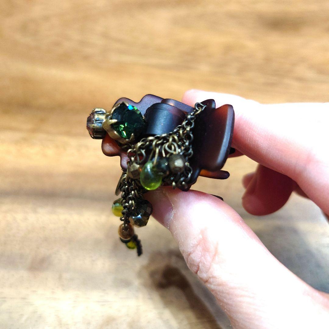 hiro　コンプレックスビズ　グリーン＆ブラウン系クリップ２個セット